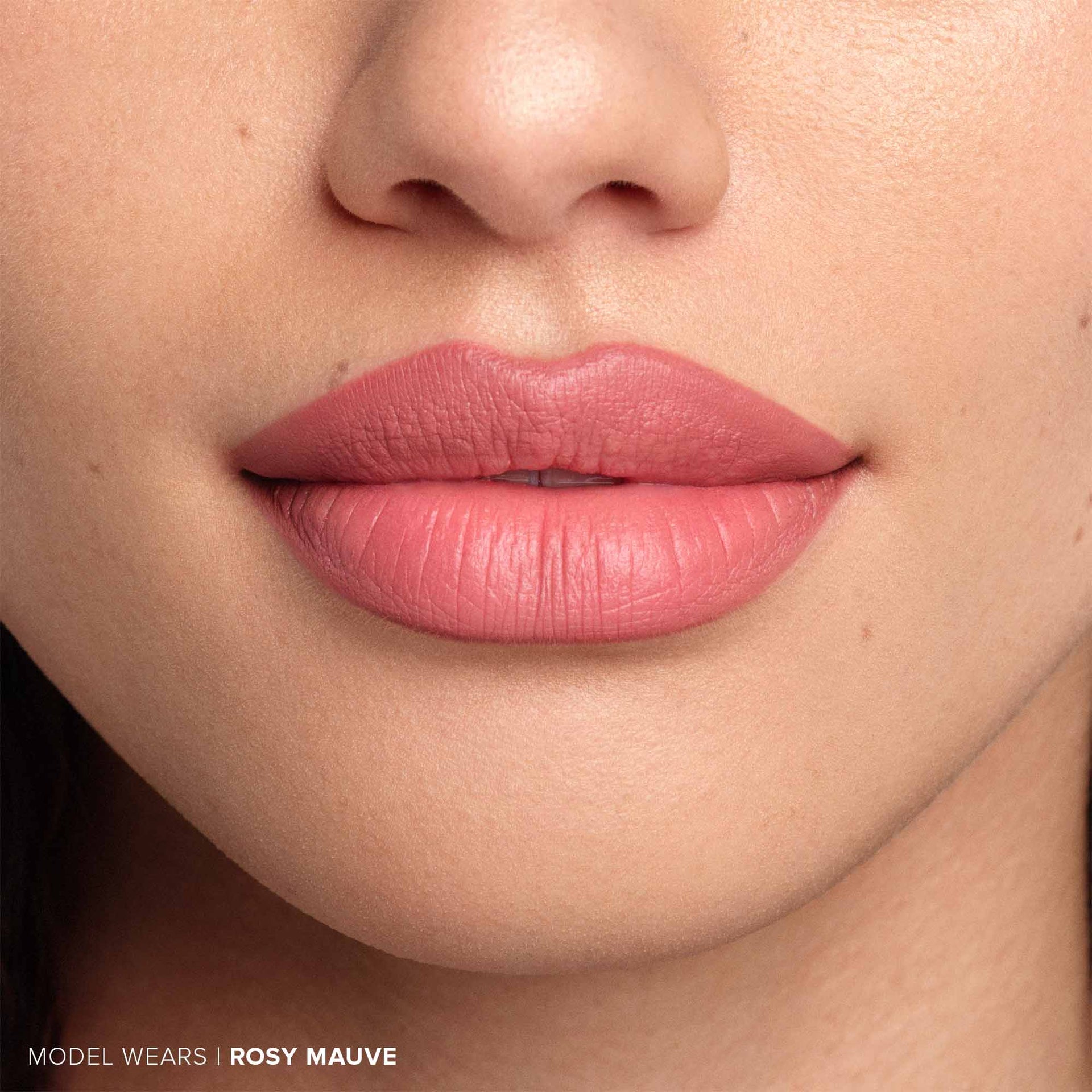 Blushed Lip Set - Model Wearing Rosy Mauve