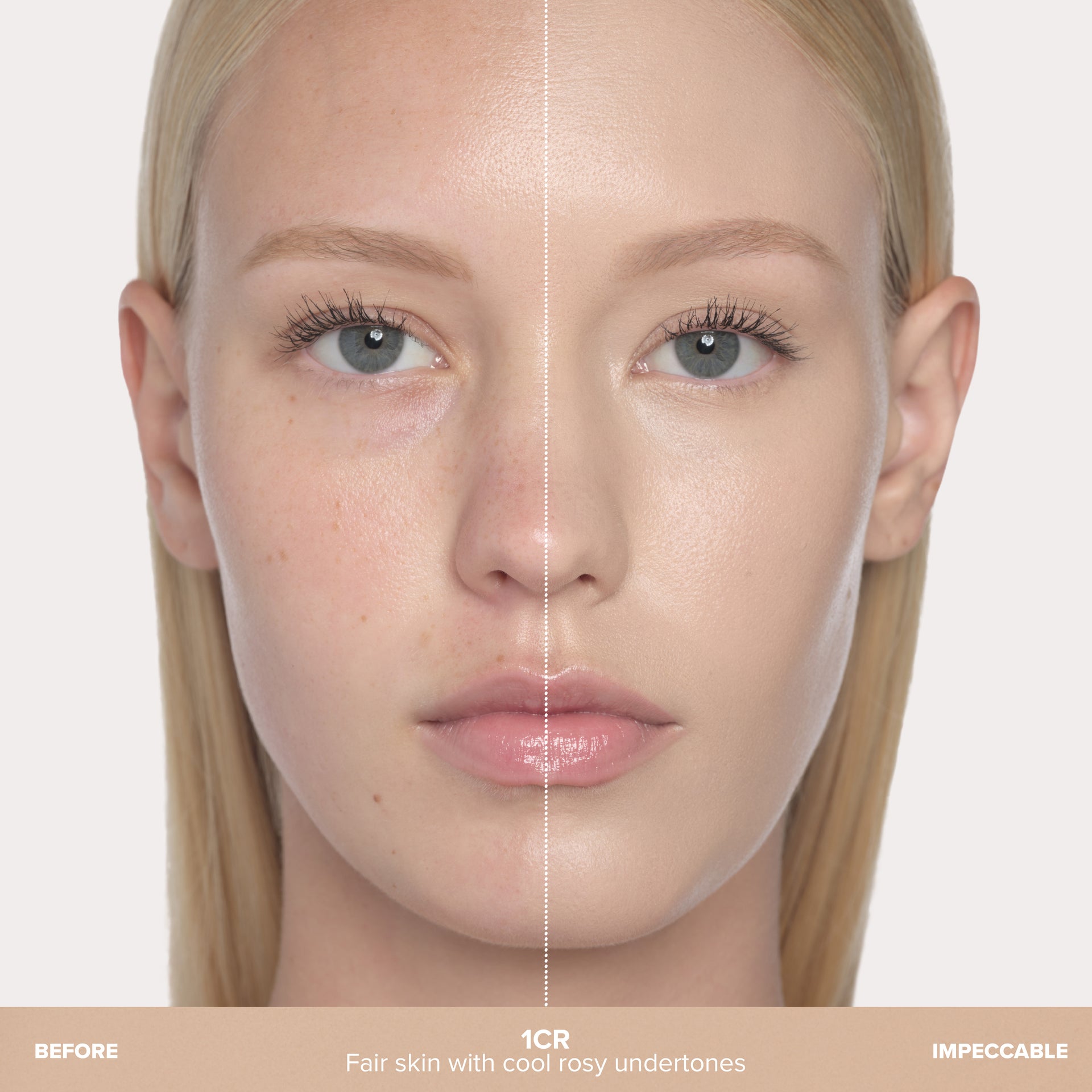 1CR | Impeccable Blurring Second-Skin Matte Foundation Before & After