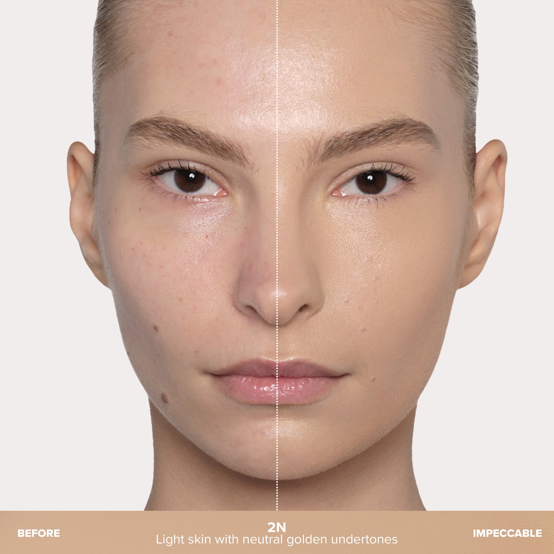 2N | Impeccable Blurring Second-Skin Matte Foundation Before & After