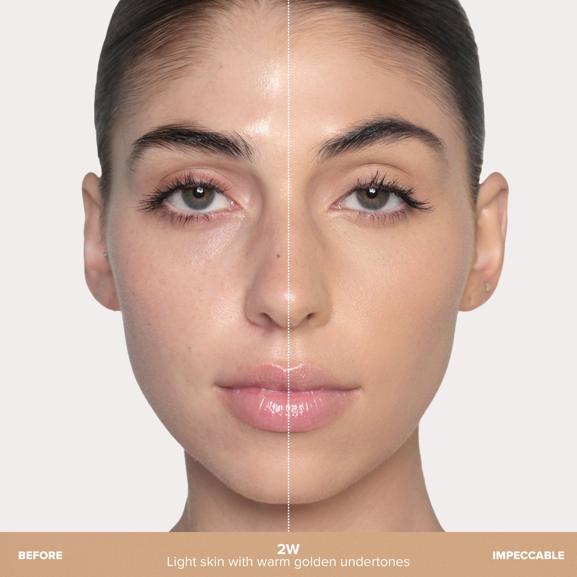 2W | Impeccable Blurring Second-Skin Matte Foundation Before & After