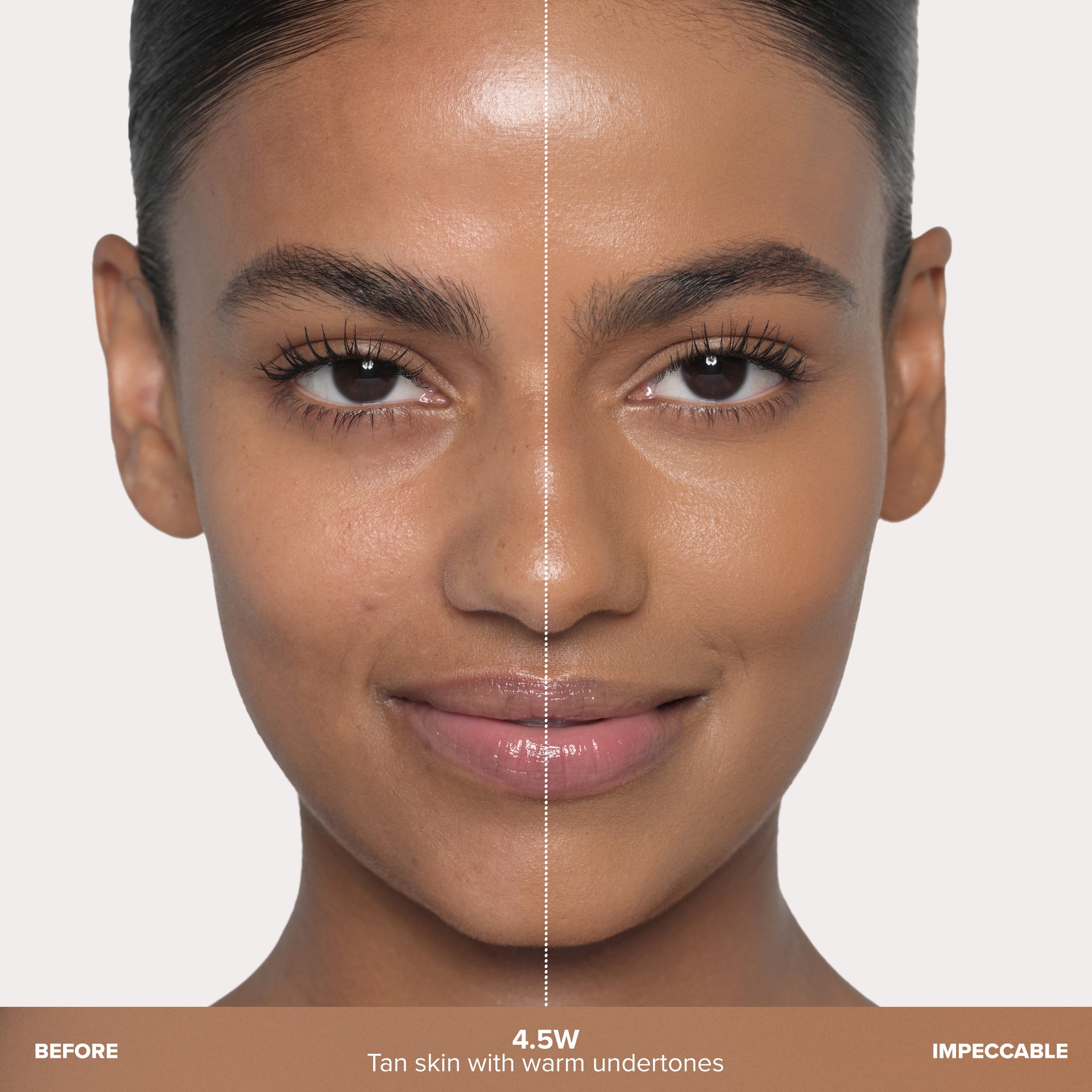 Shade 4 | Impeccable Blurring Second-Skin Matte Foundation Before & After