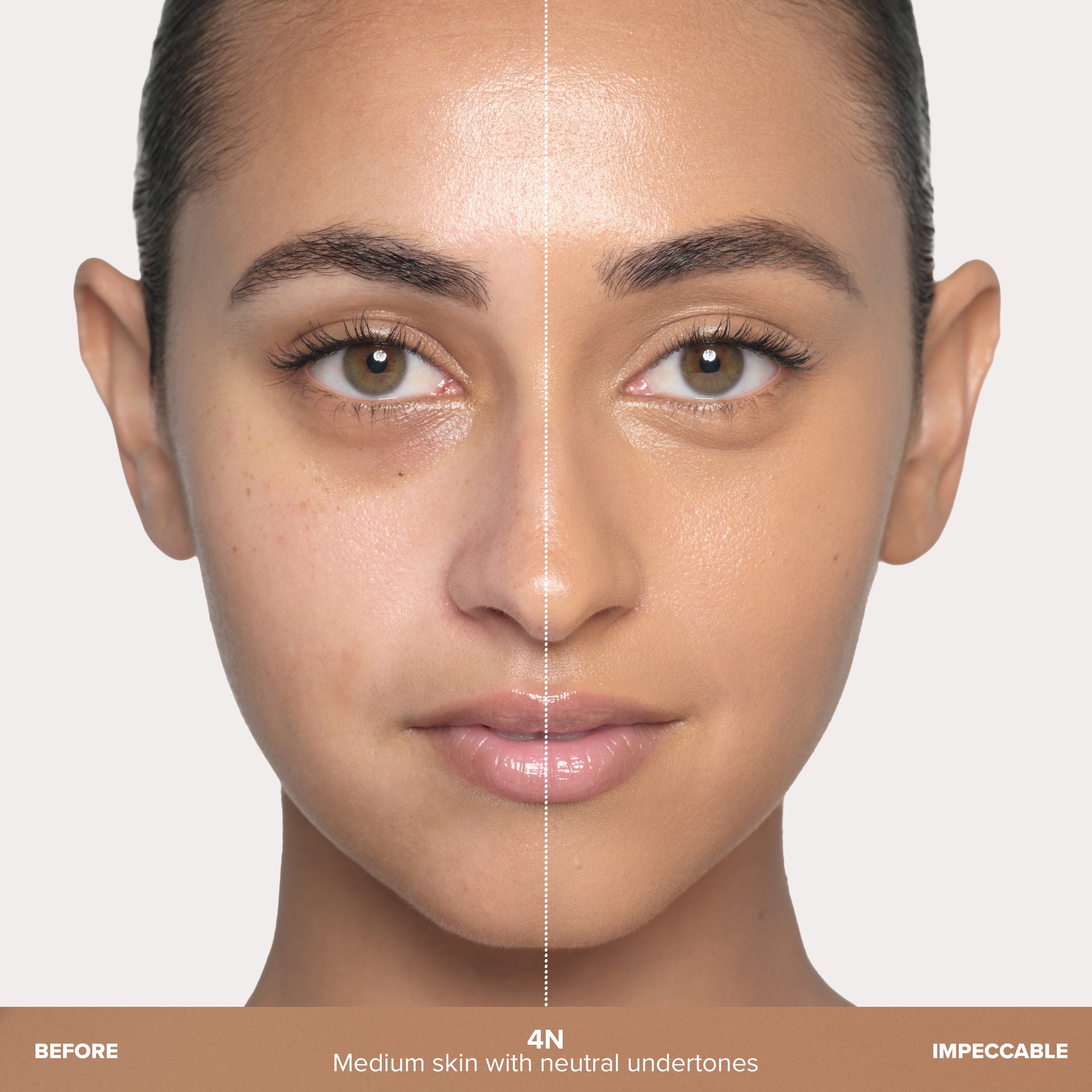 Shade 14 - 4N | Impeccable Blurring Second-Skin Matte Foundation Before & After