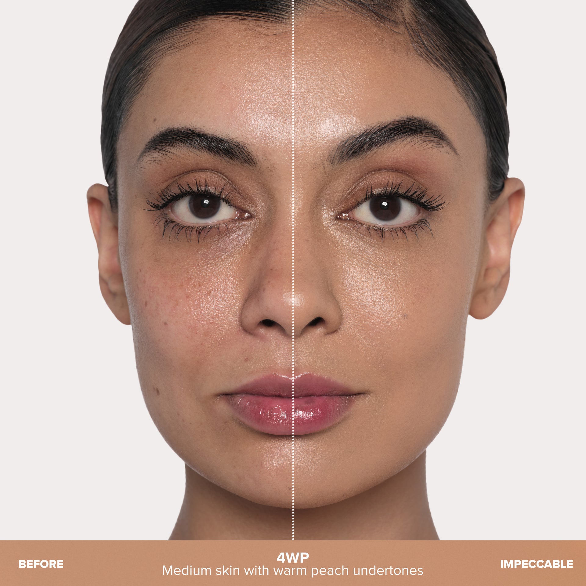 4WP | Impeccable Blurring Second-Skin Matte Foundation Before & After